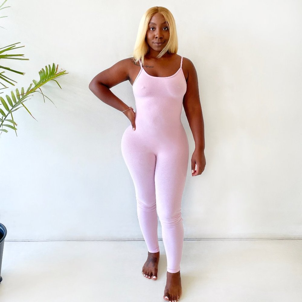 Basic Spaghetti Strap Jumpsuit in Lavender